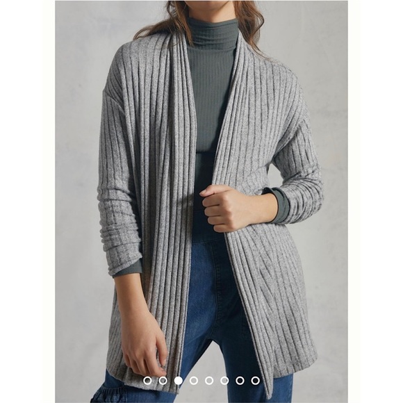 Anthropologie Sweaters - Anthropologie Sz M Ribbed Open Front Cardigan EUC